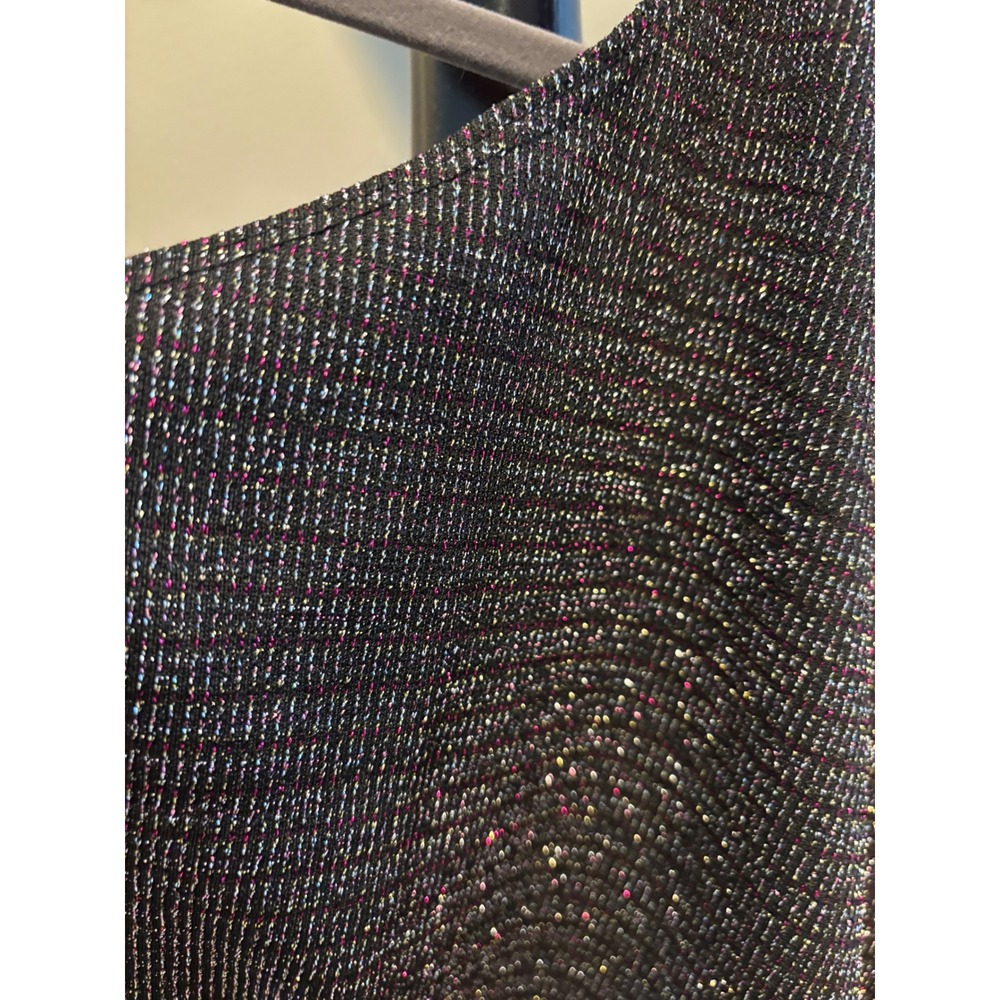 NEW Entro Womens Metallic Shimmer One Shoulder Top Black multi size S - Picture 5 of 5